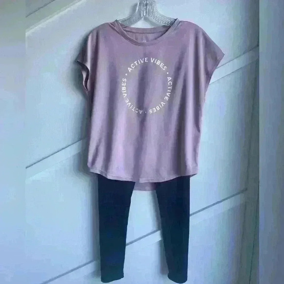 H&M Girl 2-piece DryMove™ Sports Set Light pink Active Vibes Size  12-14 - Picture 4 of 8